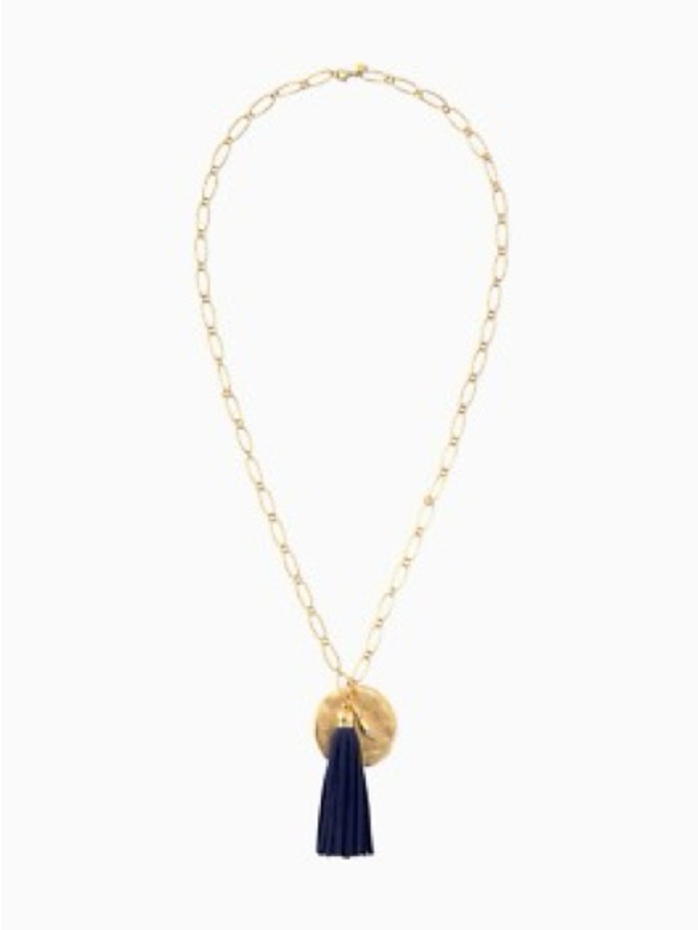 Stella & Dot | Carla Tassel Gold Link Necklace with Navy Tassel